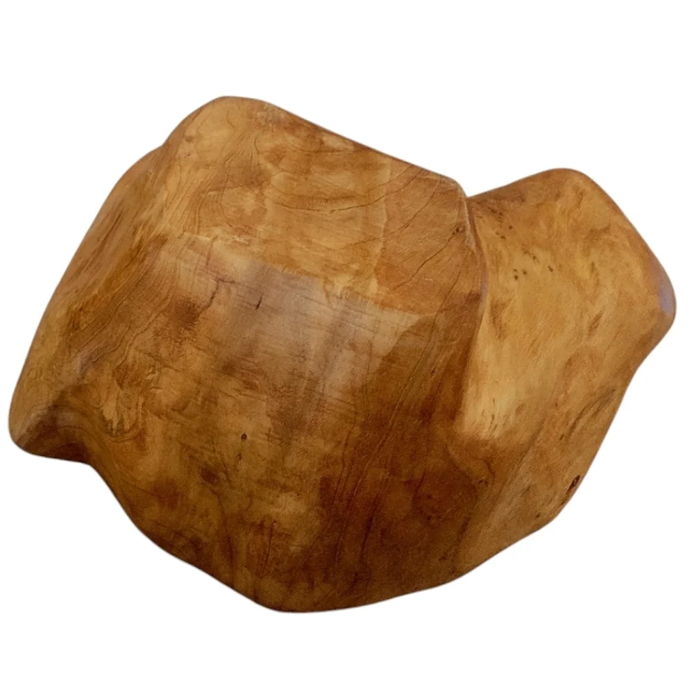 Burl Wood Tree Root Organic Shaped Bowl Hand Carved Vintage Blonde Wood